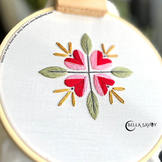 Heart Shaped Flower Embroidery Stitch Along