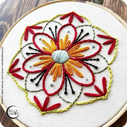 simple flower mandala embroidery design