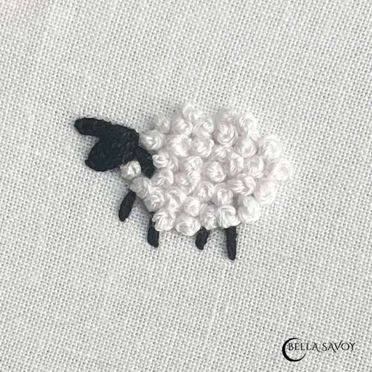 little white lamb made with the french knot